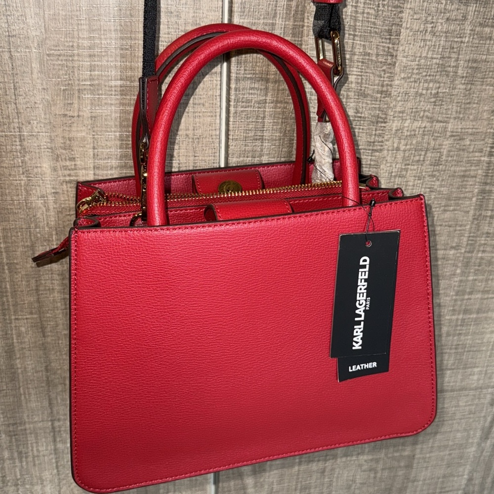 Karl Lagerfeld Paris Leather Satchel - Picture 9 of 13
